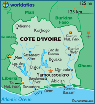 map of Cote d Ivoire